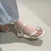 Popular White Retro Thick Heel Cover Toe Sandals Women's Outer Wear with Skirt Non-slip French Sandals