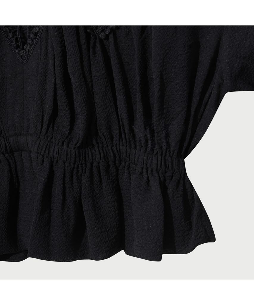 IROWOMEN Rixi Lace Peasant Blouse - Black