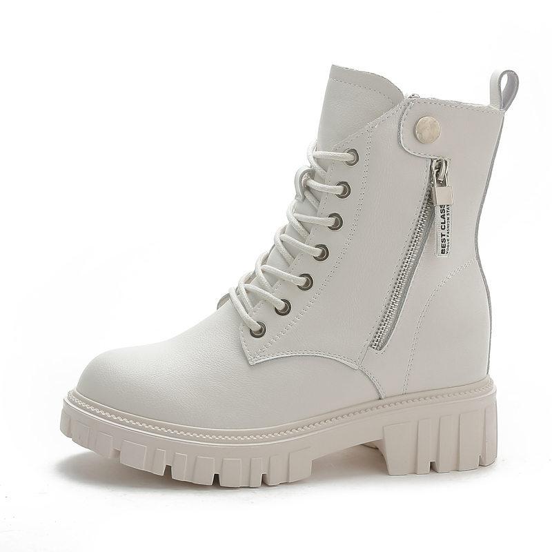 Vnitřní zvýšení Martin boots dámské jarní nové krátké boty s tlustou podrážkou krátké kožené boty s tlustým podpatkem britský styl boty dámské
