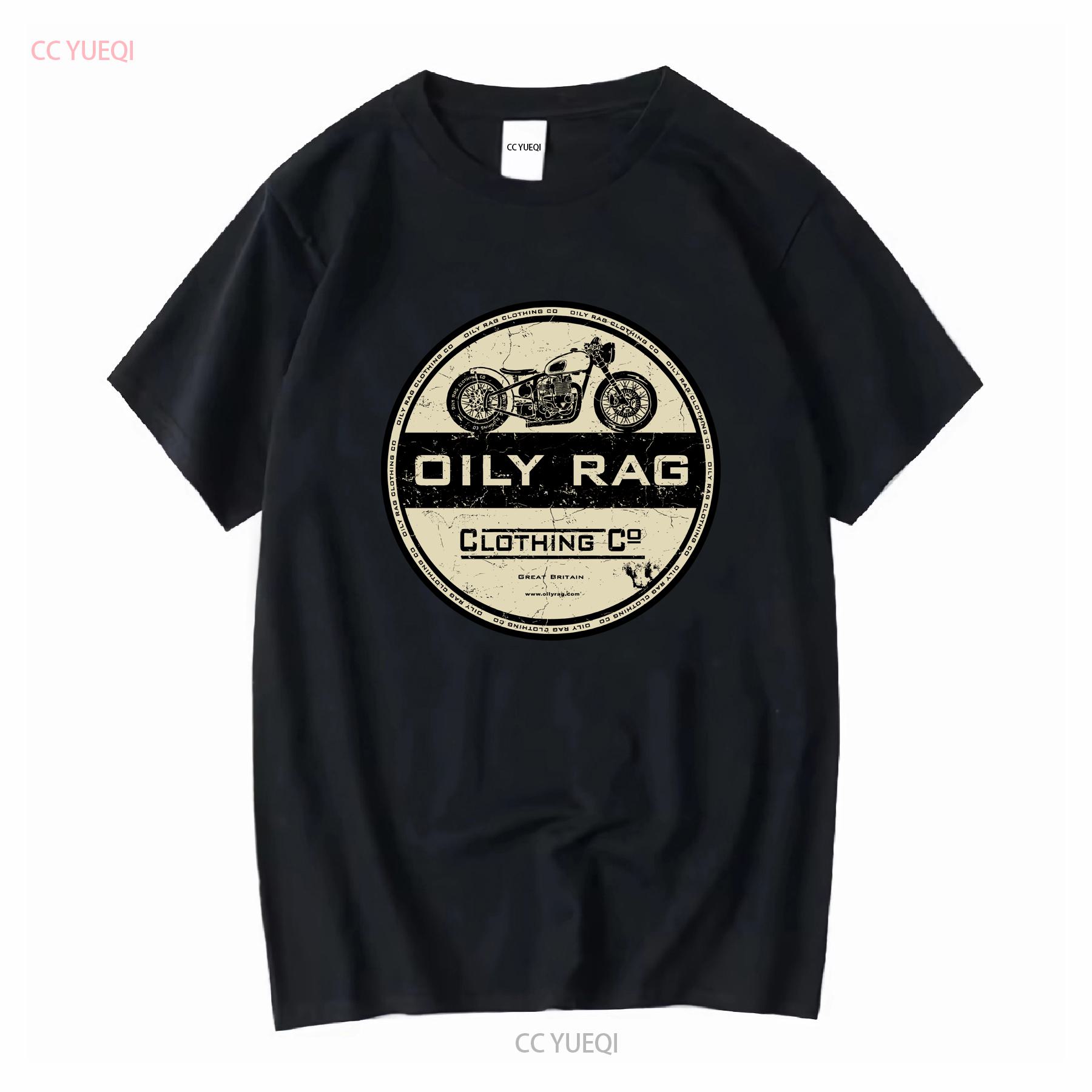 

Biker T Shirt Oily Rag Motor Co Premium Black Label Bobber Motorcycle vintage Washed Top For Everyday Wear Stretched streetwear 4XL