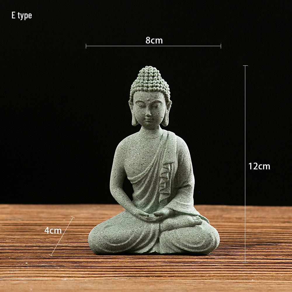 Antique Green Sandstone Buddha Statue: Zen Craftwork Water Feature for Home Decoration & Chinese Tea Pet Ornament.