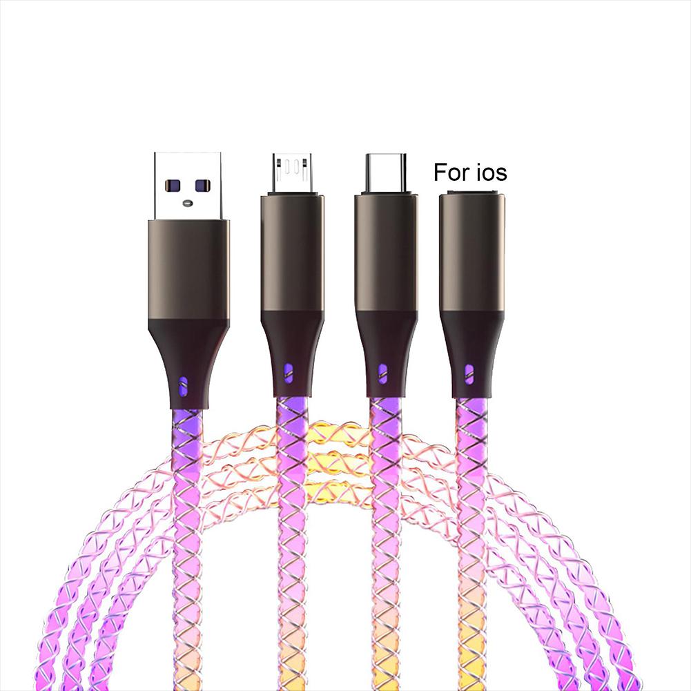 66w RGB Fast Charging Cable Compatible For Iphone Type-c Micro Usb Charger Cable Cool Colorful Glow Data Line