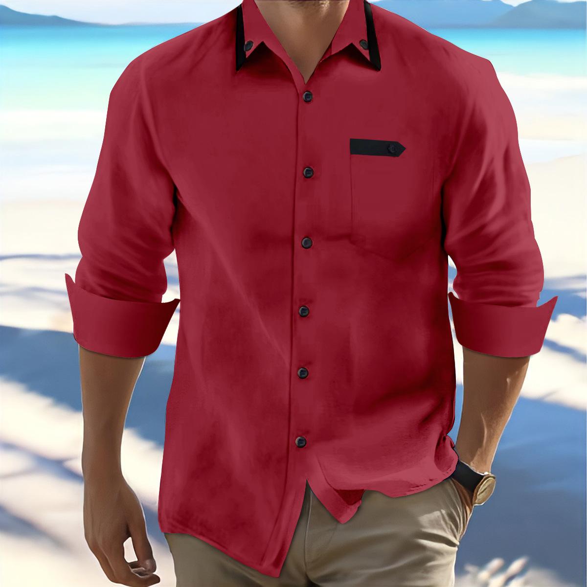 

European and American Cross-border Spring and Autumn New Men s Retro Cotton and Linen Casual Loose, Long-sleeved Shirt XXXL