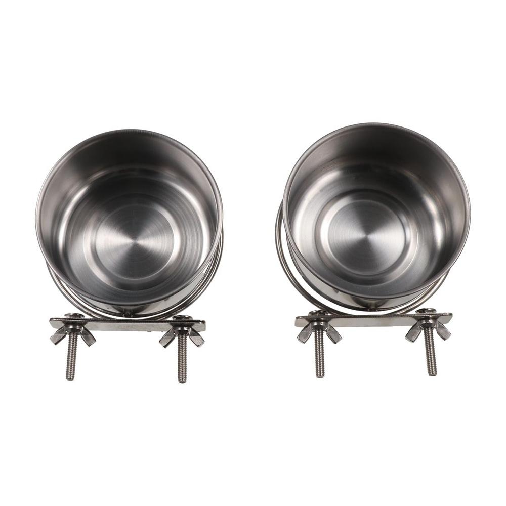 Stainless Steel Parakeet Feeder with Clamp Holder Parrot Food Bowl Bird Bowls  Dogs Cats Cage
