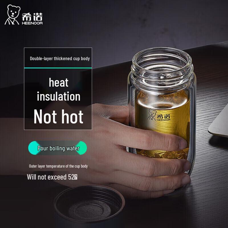 XINO Antibacterial Double-Layer Borosilicate Glass Tea Cup