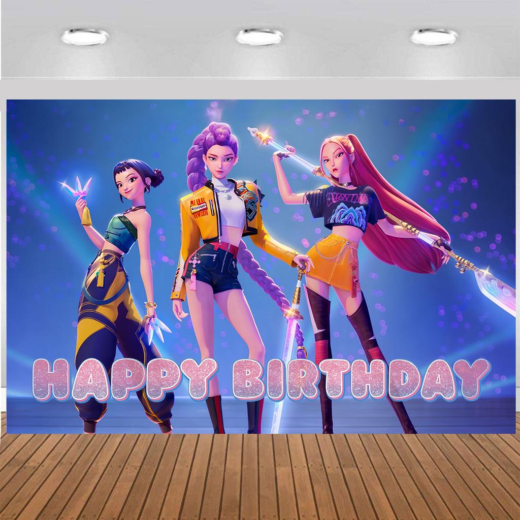Witch Hunters Themed Birthday Party Decorations KPOP Women's Flag Cake Plug Balloon Spiral Pendant