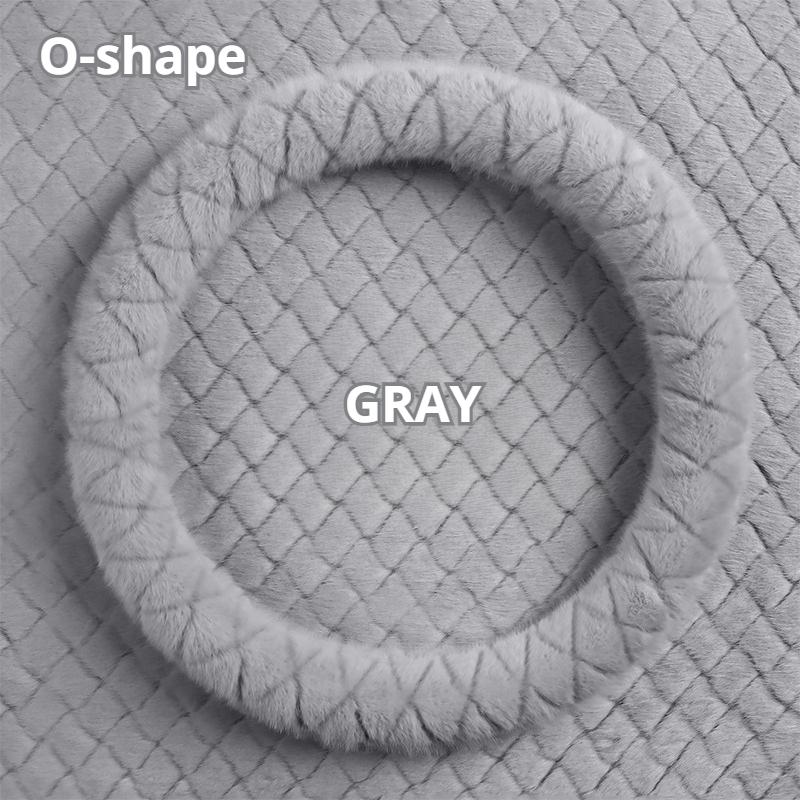 Winter Plush Steering Wheel Cover - High-Density Soft Pile, Warm and Comfortable, Fits 14.5-15 Inch Round Steering Wheels