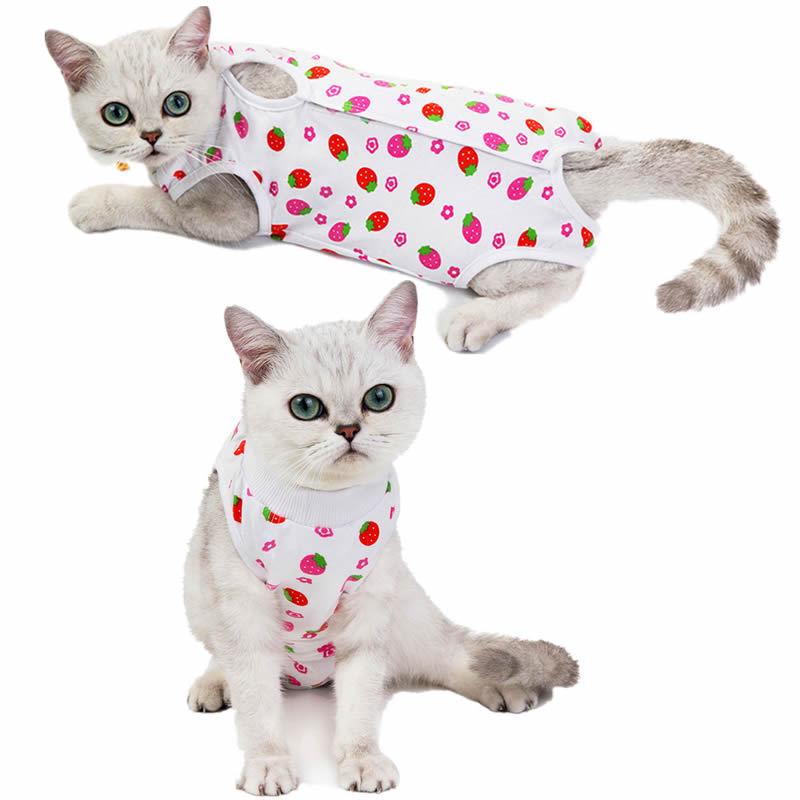 Cat Surgery & Weaning Suit: Anti-Lick Spay/Postpartum Wear for Spring & Summer, Four-Legged Design.