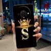 Elegant Simple Crown Initial Letter Case For ZTE Blade A76 5G Soft Silicone Black Case Shockproof Shell ZTE Blade A76 5G Casing
