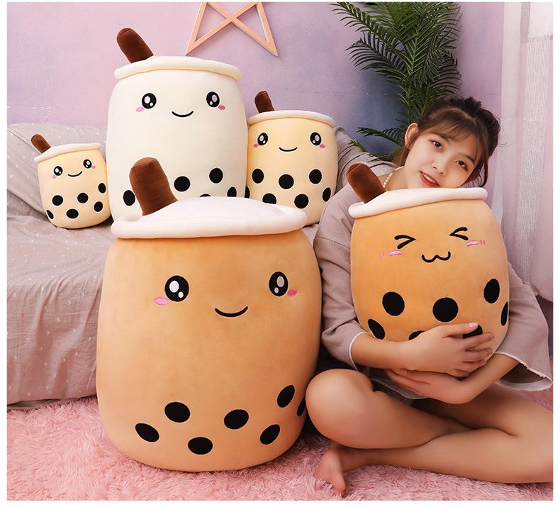 Cute Plush Boba Milk tea Filled Tea Cup Pillow Soft Bubble Tea Cup Plush Toy Kawaii Cartoon Gifts For Children Home Decor Original Cushion Cuddling