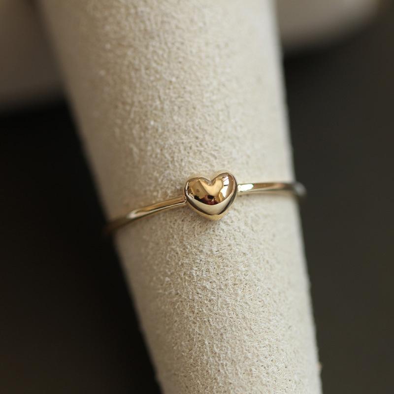 New Fashion Gold Color Heart Adjustable Ring Ladies Personalized Simple Design Holiday Party Jewelry Accessories
