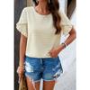Women's Summer Solid Color Polka Dot Round Neck Short-sleeved Top for Women Shirt