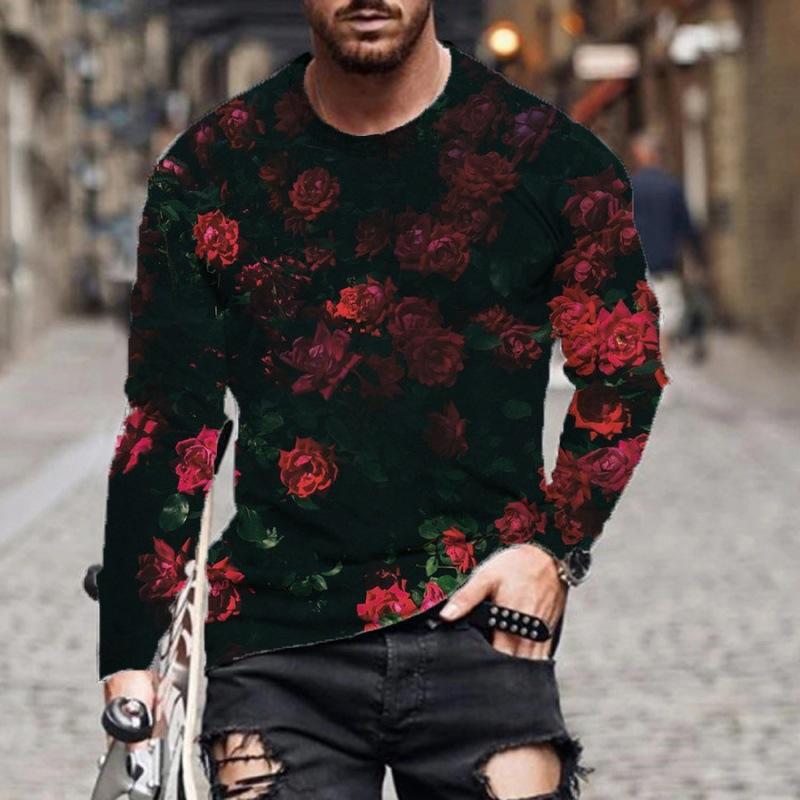 

Футболка с 3D-принтом, персонализированный модный цветочный узор, принтованная серия, футболка с длинным рукавом, пара в одном стиле 6XL