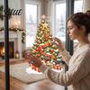 Reusable Static Stickers Christmas Tree Window Cling Xmas with Colorful Balls and No Glue Gift Boxes Holiday PVC Decals for Glass Doors Showcases