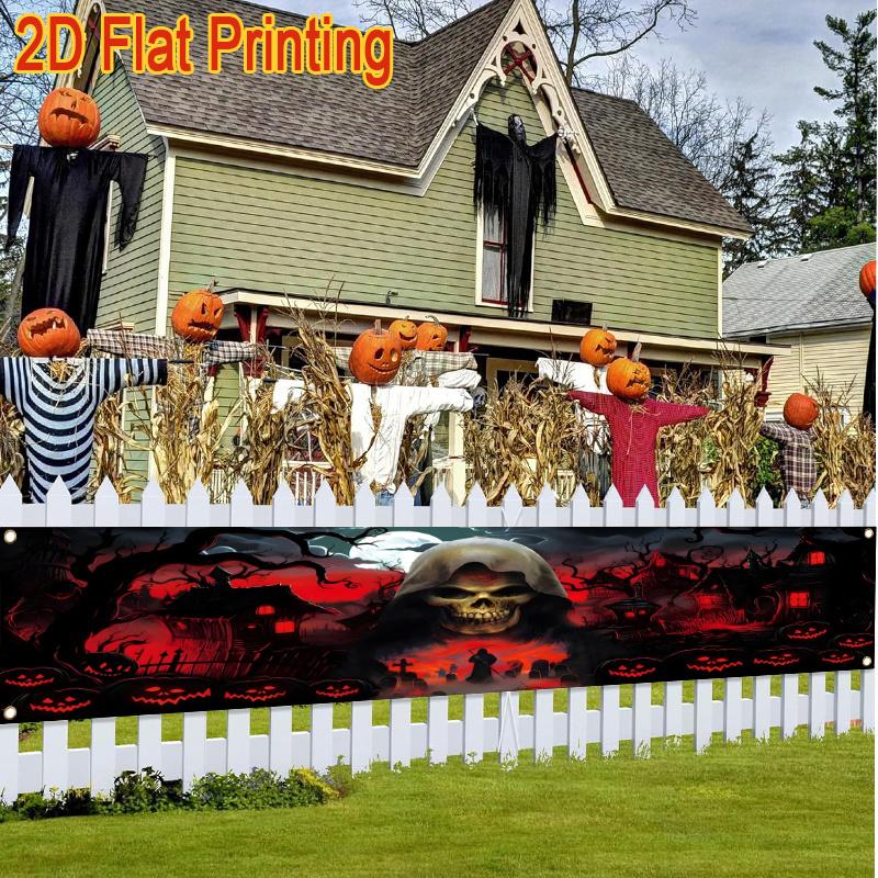 Haunted Happy Halloween Halloween Yard Banner, Outdoor Fence Garden Party Decor