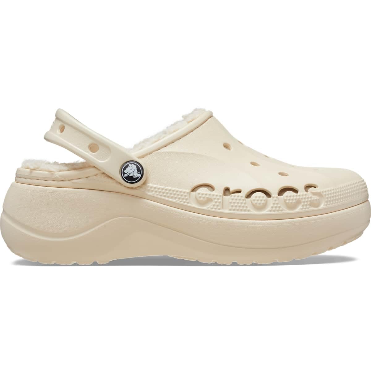 Сабо Crocs Baya на платформе с подкладкой, Зимний белый, 23 см