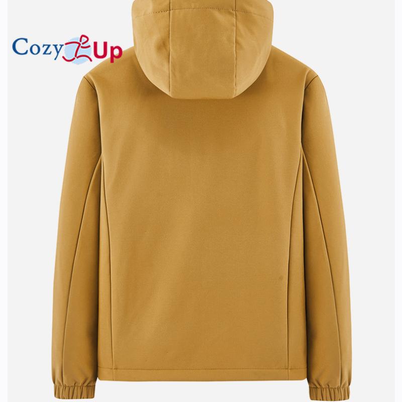Cozy Up Men's Softshell Jacket with Hood Fleece Lined Windbreaker Lightweight Waterproof Jackets for Hiking