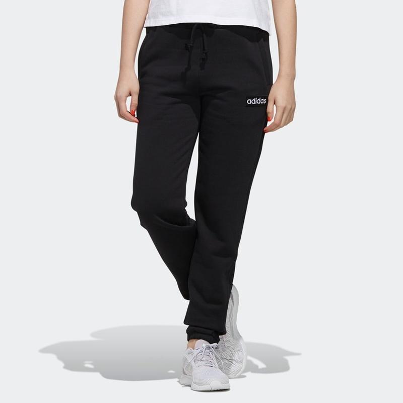 Adidas Neo Casual Knit Tapered Pants Straight Leg Sports Pants Women Pants Black EI4689