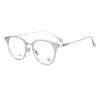 Pure Titanium Unisex Retro Round Glasses Frame with Blue Light Blocking Myopia Lenses for Women and Men