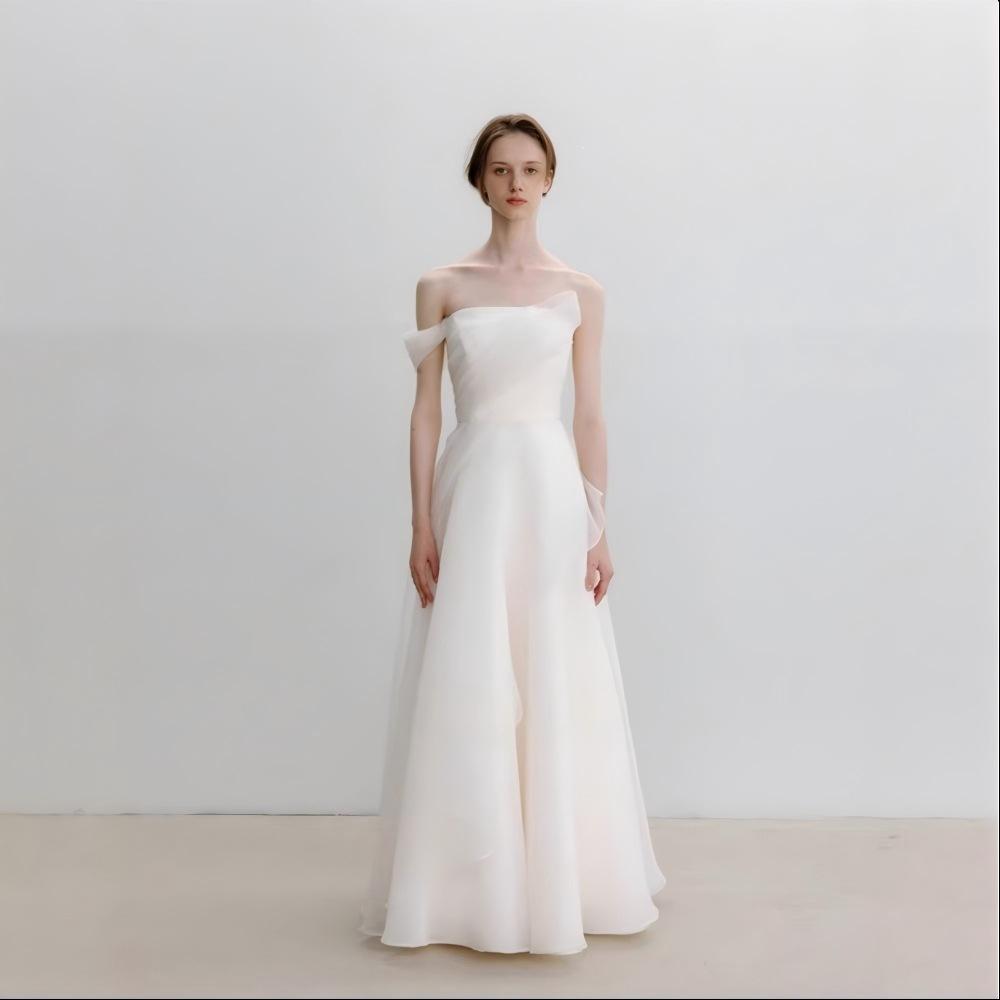 French Light Wedding Dress 1011 New Main Wedding Dress Tube Top Thin Niche Simple Mori Family Go Out Gauze Skirt