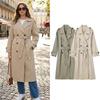 Damen Mode Einfach Zweireihig Trenchcoat Vintage Reverskragen Lange Ärmel Weiblich Schick Dame Outfits