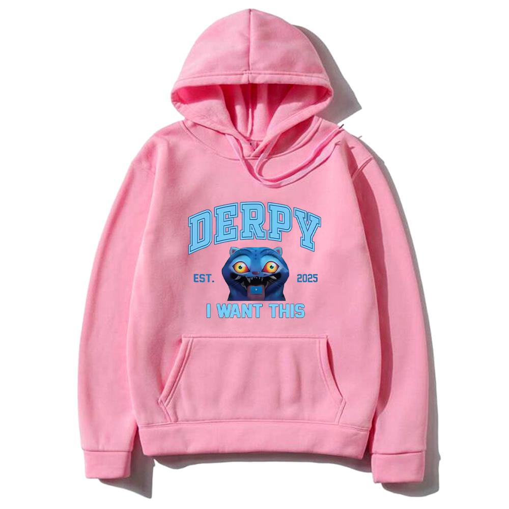 KPop Demon Hunters Derpy Tiger Funny Graphics Hoodie Men Women's Clothes Streetwear Vintage Fleece Long Sleeve Pullovers