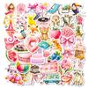 56 Hand-Painted Pink Items, Animal Mix And Match Stickers, High-Value Cute Cartoon Hand Account Decorative Stickers