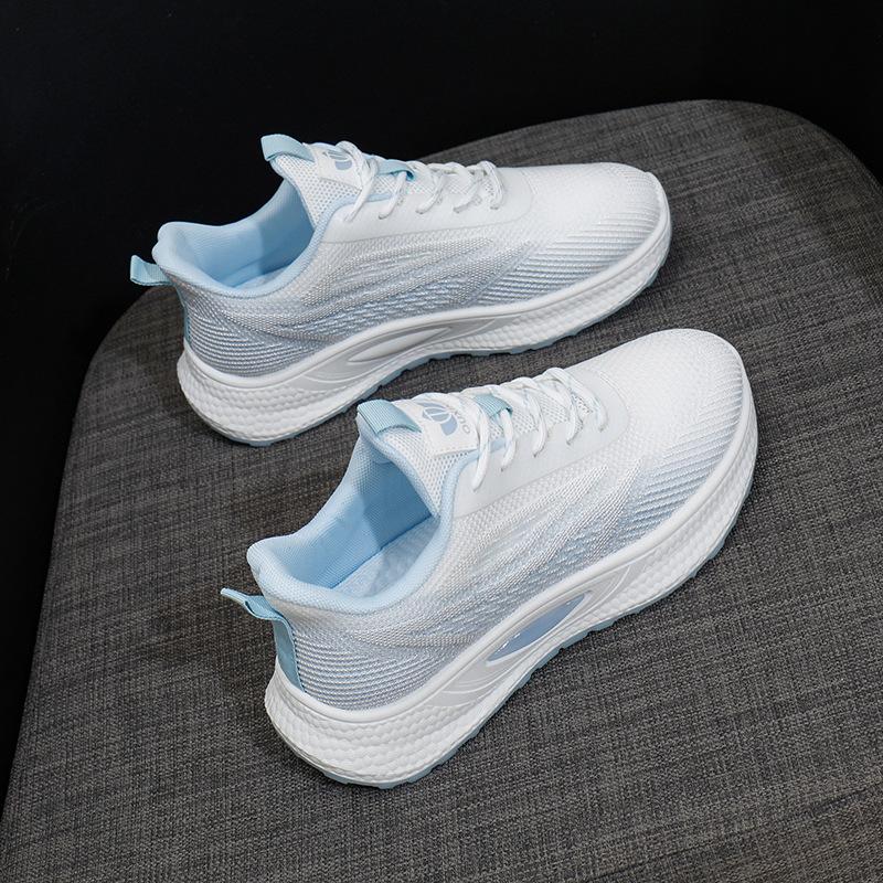 

2025 spring new Korean version breathable fly-woven women s shoes ins tide student running sports shoes women s leisure foreign trade 36 синий