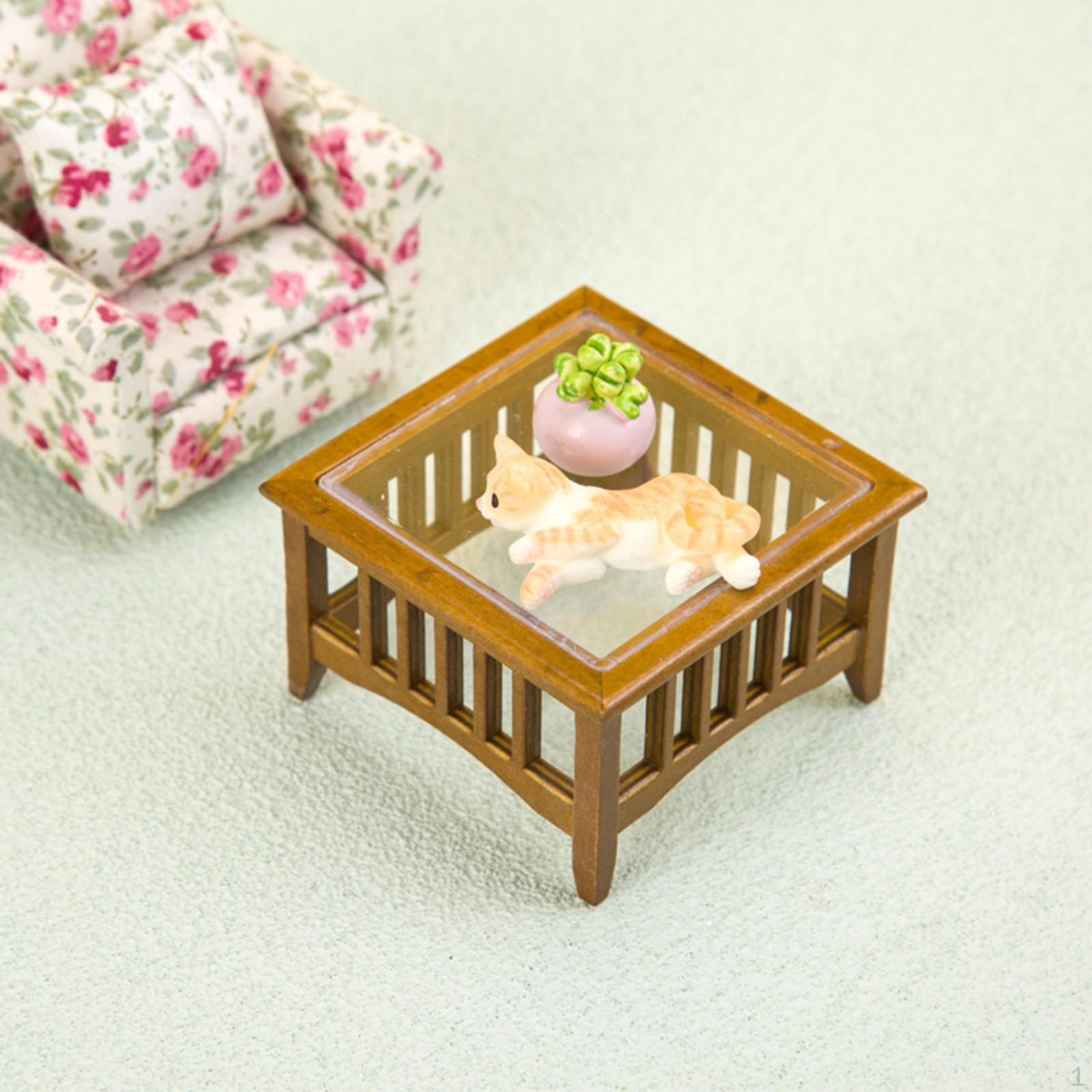 

1/12 полый журнальный столик для кукольного домика, аксессуары для украшения кукольного домика для микро-пейзажа гостиной коричневый