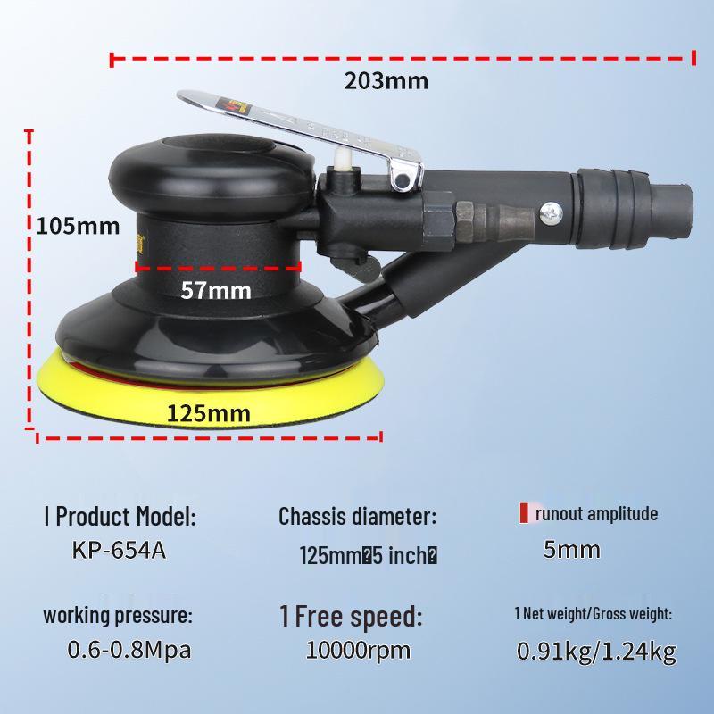 Gaobao 5-inch Air-Powered Pneumatic Sander & Polisher with Vacuum Dust Extraction