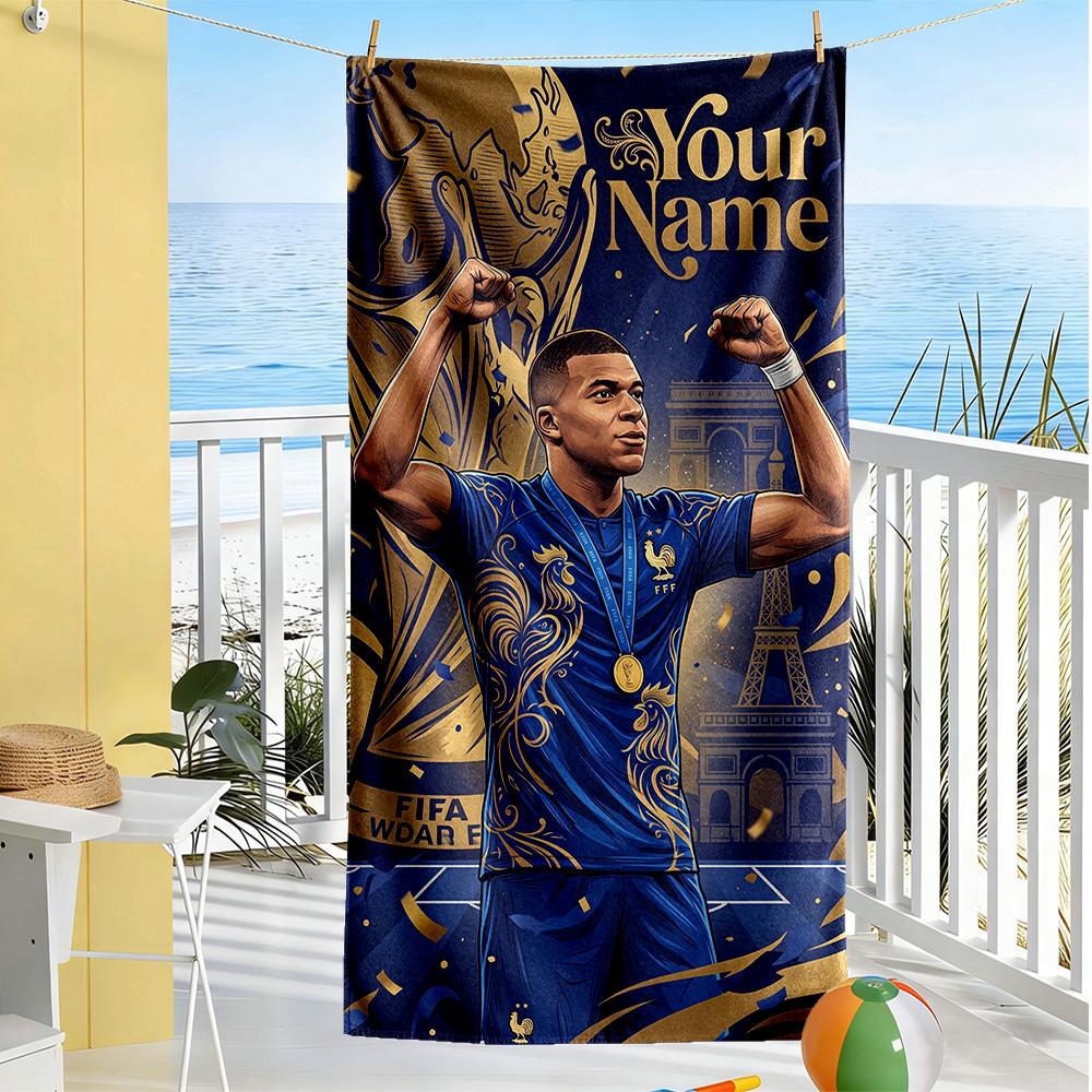 Mbappe Customized Name Beach Towel Quickdry Soft Microfiber Portable For Swimmingbeachcamping Travel Beach Accessoriesgym
