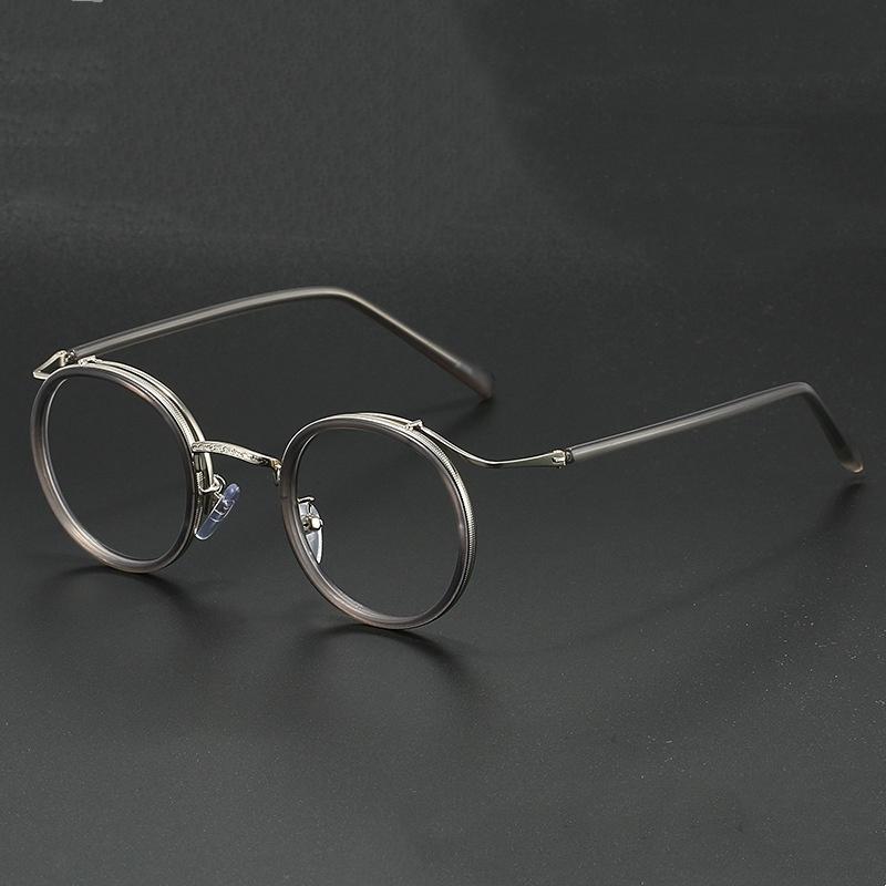 Retro Brand Design Luxury Round Frame Glasses Frame for Men Women Ultralight Stainless Steel Alloy Anti Blue Light Eyeglasses