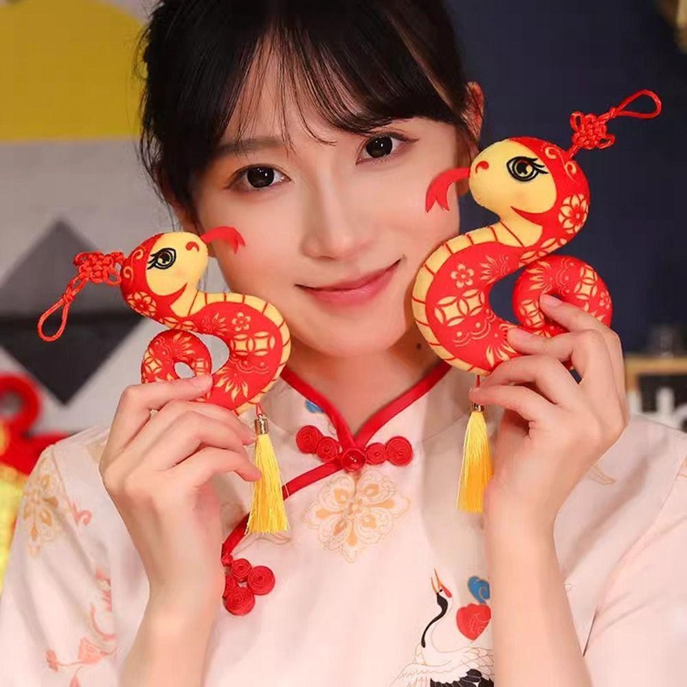 Cartoon Snake Dolls Pendant Stuffed Snake Mascot Doll Paper-cut Zodiac Snake Pendant  Students