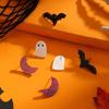 Halloween Gothic Earring Set - 3 Pairs Of Acrylic Studs With Moon, Bat, Ghost, Pumpkin & Spider Designs For Women - Perfect Vint