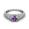5MM Round Amethyst Gemstone 925 Sterling Silver Solitaire Blossom Design Women Wedding Ring
