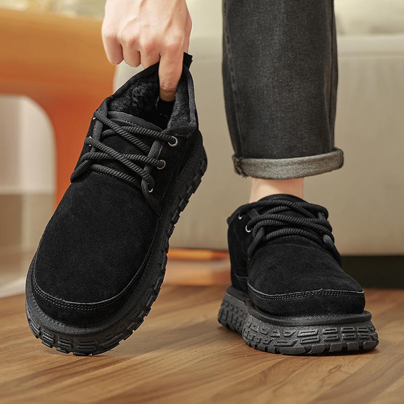 Mens Fashion Genuine Leather Short Boots Classic Men's Casual Suede Snow Boot Comfy Non-Slip Keep Warm Footwear Man Winter Boots