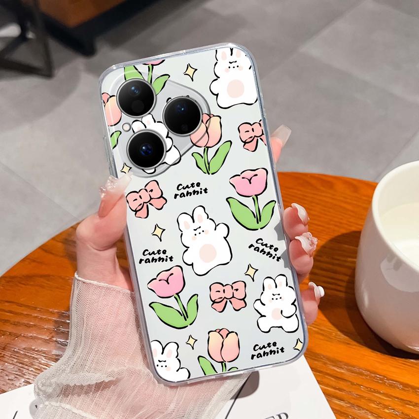 For Huawei Pura 80 70 Pro Plus Ultra Honor X6C 8C Phone Bags Cute Big Eyed Black Cat Patterns Luxury Transparent Lens Protection Case For Huawei Shell