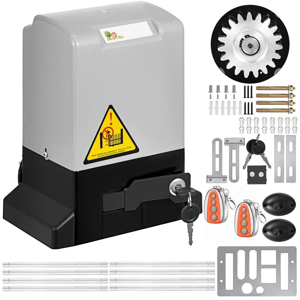 Automatic Gate Opener 1300lbs, with Infrared Security Photocell Sensor with 2 Remote Controls Sliding Gate Opener Move Speed 39 Ft Per Min