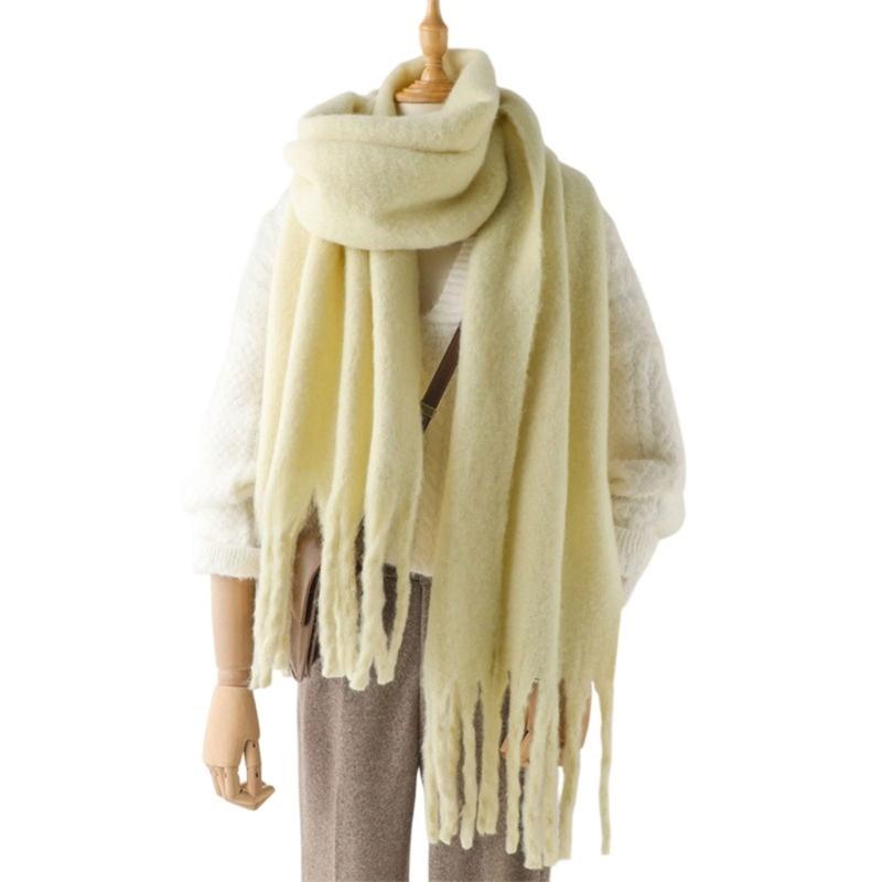 Long Tassels Neckerchief Solid Color Scarf Lightweight Yet Warm Headscarf Shawl For Casual or Formal Wear Daily
