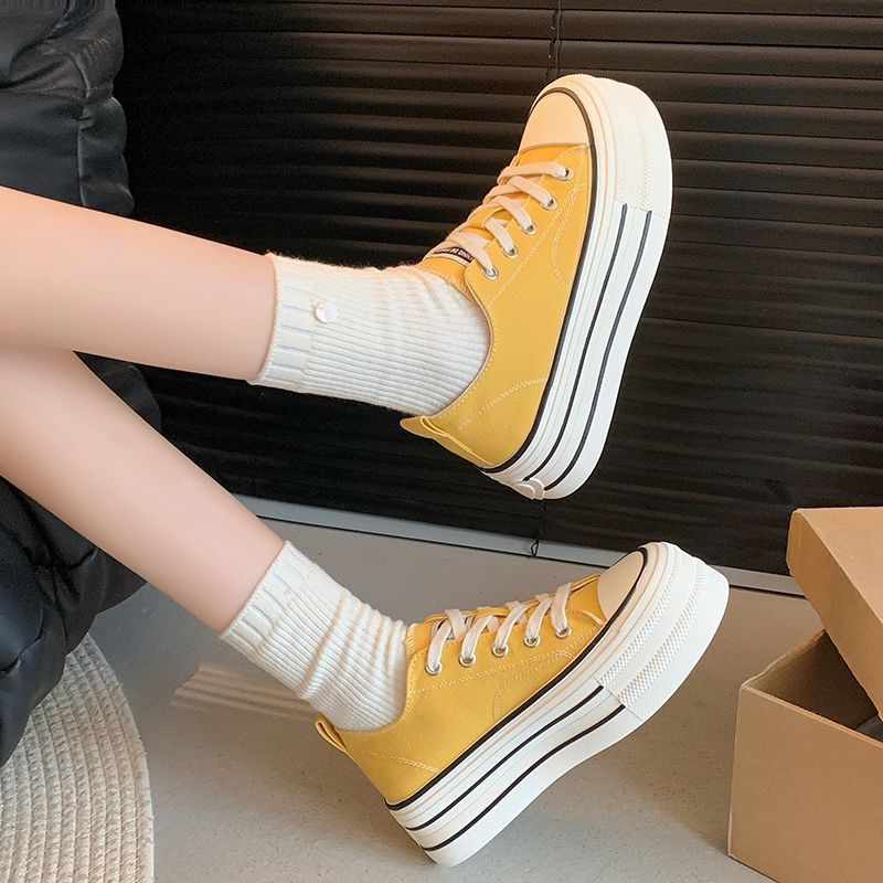 Platform canvas shoes women's spring new small casual sports board shoes versatile muffin white shoes