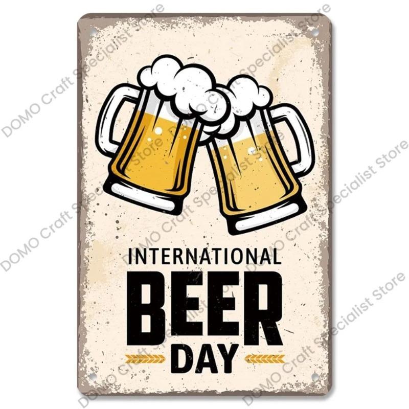 Vintage Beer Metal Sign, New Year Pub Decor Plaque