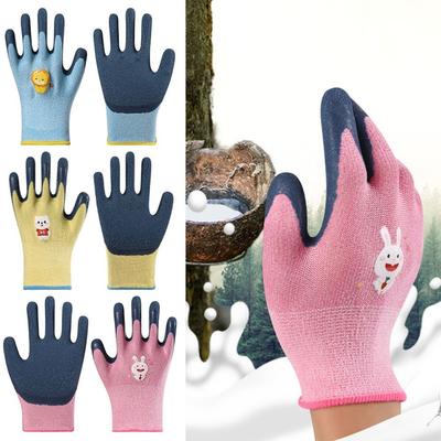 Cartoon Animal Kids Work Gloves Pink Blue Yellow Multi-purpose Gardening Glove Wear Resistant 13 Needles Protective Mittens