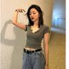 WTEMPO Chic T Shirt Frauen Korea Stil Crop Top Taste Tees Slim Fit Dame Kurzarm T-Shirt Straße Tragen Harajuku Hemd