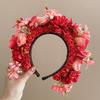 Adjustable Silk Flower Headband Beautiful Flower Hairband Accessory Lovely Flower Embellished Hair Decoration