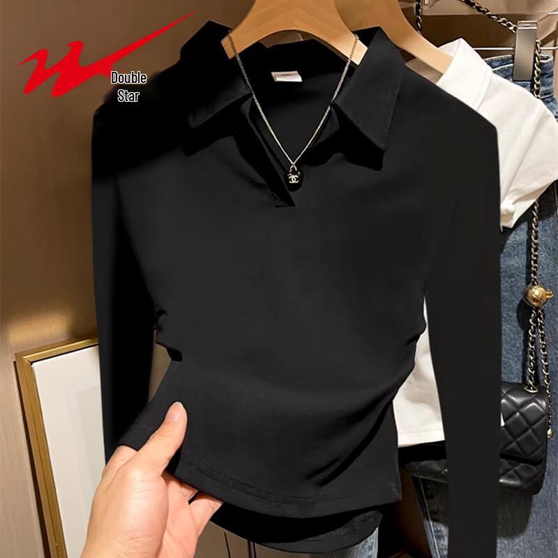 Women's Polo Collar Long Sleeve Slim Fit Top