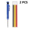 Solid Carpenter Mechanical Pencil with Sharpener Woodworking Drawing Pencil Tools 3 Colors Refill Construction Stationery
