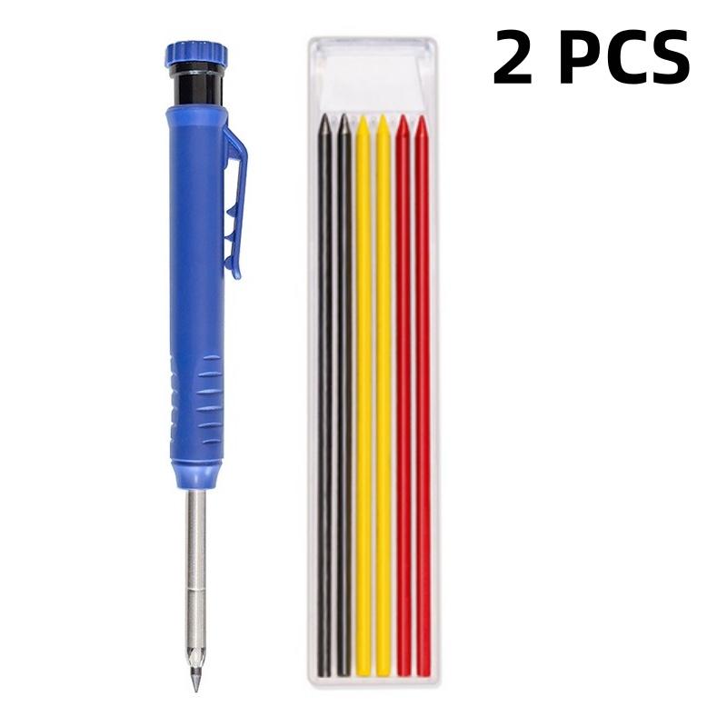 Solid Carpenter Mechanical Pencil with Sharpener Woodworking Drawing Pencil Tools 3 Colors Refill Construction Stationery