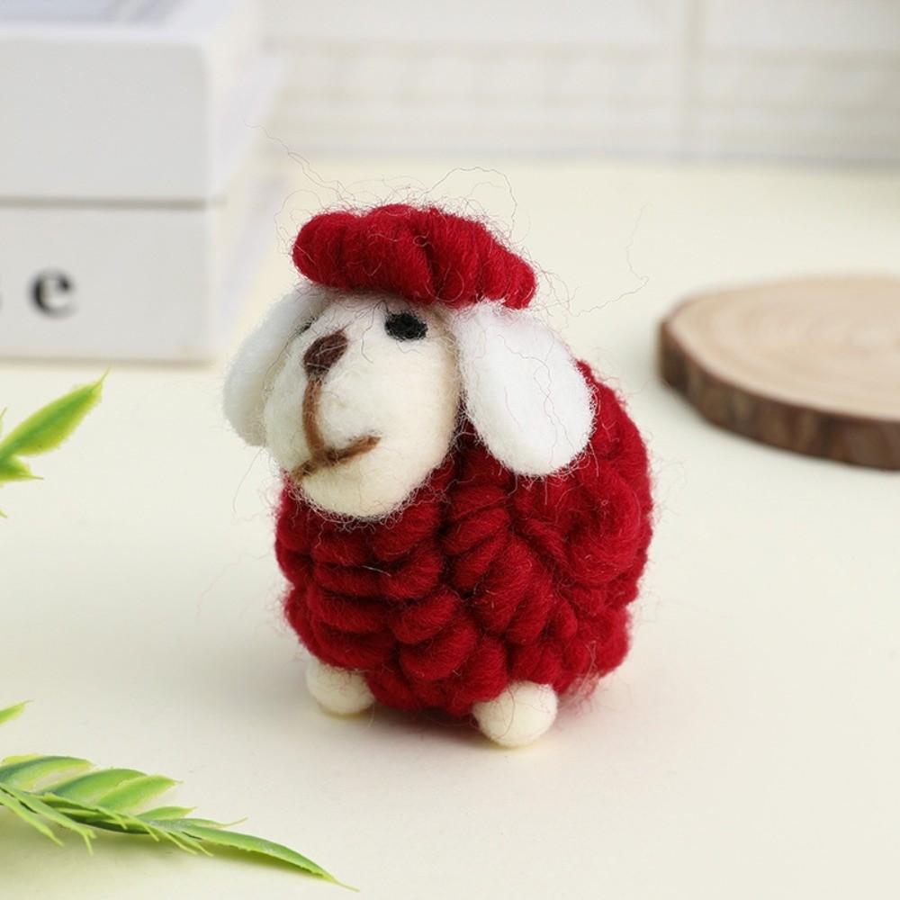 Wool Felt Christmas Sheep Figurine Soft Cartoon Sheep Doll New Mini Sheep Statue  Home Decor