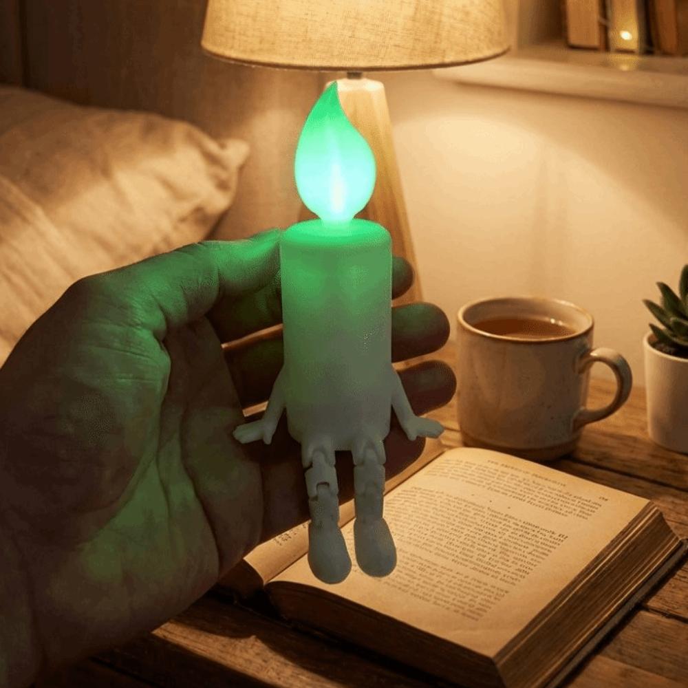 3D Printed Glowing Candle Figurine Articulated Joints Simulation Luminous Candle Figure Glow-in-the-Dark Novelty