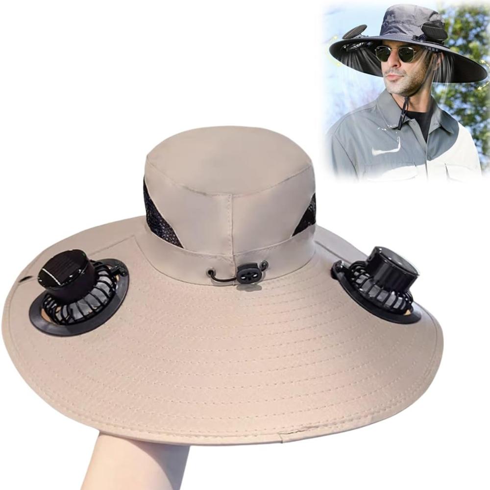 

Шляпа с вентиляторами на солнечной энергии, шляпа с солнечным вентилятором для мужчин/женщин, портативное уличное охлаждающее снаряжение для рыбалки, охоты и кемпинга Nylon